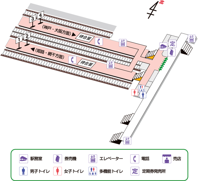 鉄道情報／路線図・駅情報／駅構内図／東二見駅／山陽電車