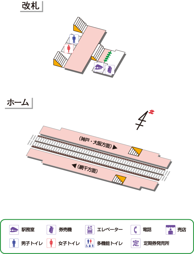 鉄道情報／路線図・駅情報／駅構内図／西飾磨駅／山陽電車