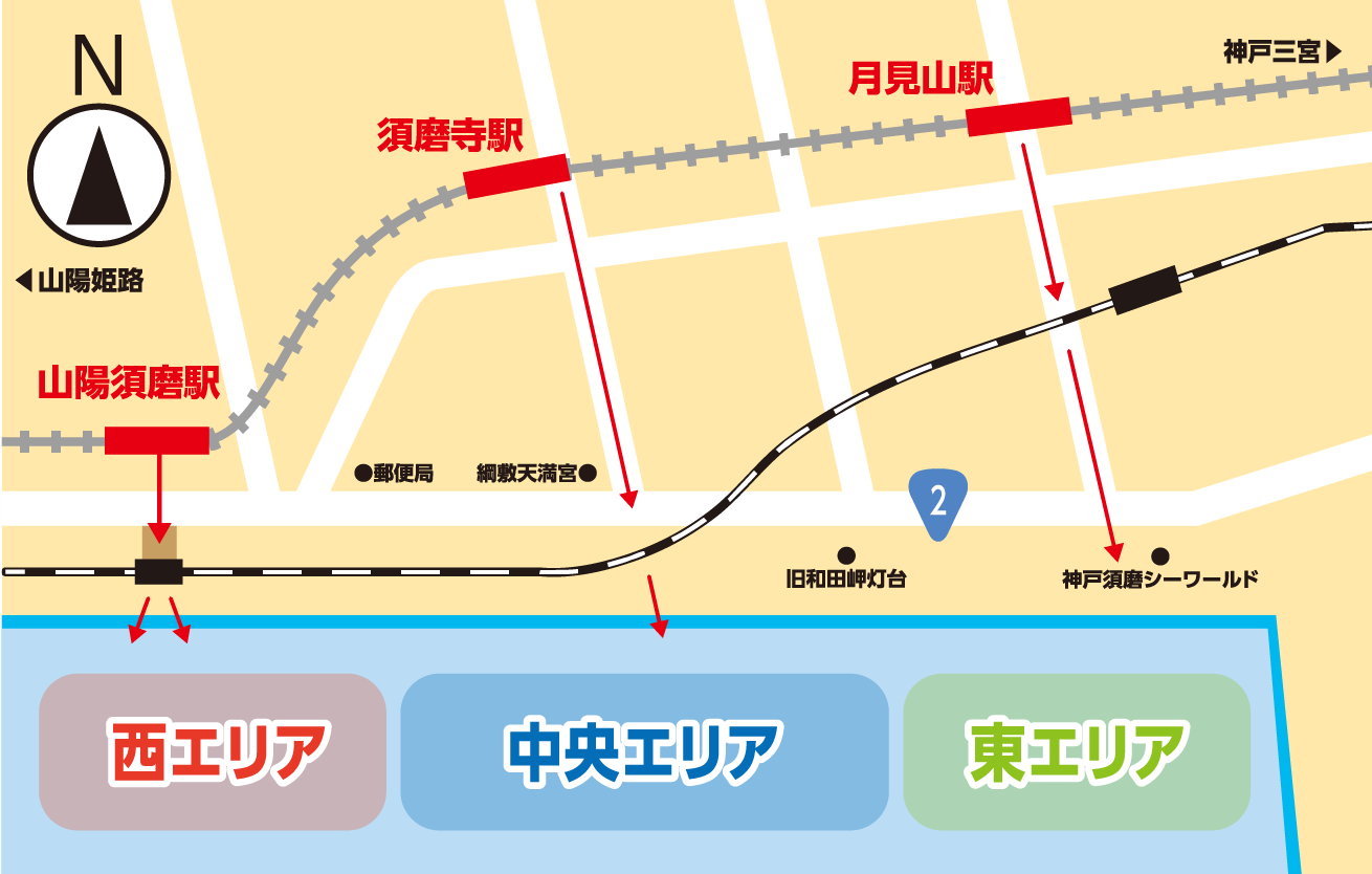 須磨海浜公園海水浴場の地図
